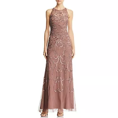 Aidan Mattox Beaded Long Maxi Dress Gown Size 8 Women Prom Sleeveless Cocktail  • $150