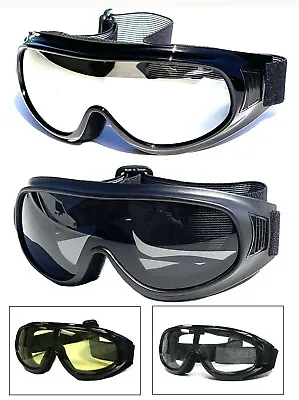 Motorcycle Padded Goggles Fit Over Prescription Glasses Side Vents Adjust Strap • $14.99