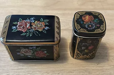 Lot Of 2 Made In England Tea Tins Vintage Floral Patterns - Mini • $25