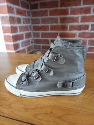 £55 • Buy ASH Virgin High Top Trainers Buckle Sneakers Leather Stone Size 5