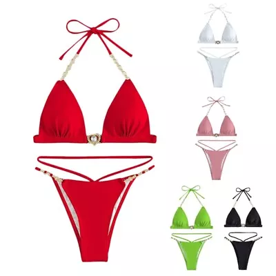 Women Cut Thong Push Up Bikinis Lacing Up Swimwear Bathing Suits Beachwear • $26.15