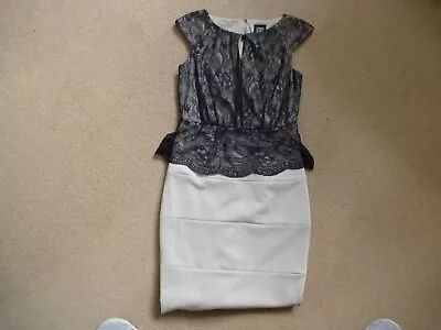 Ladies JAX Dress Beige Black Lace Stretchy Size 6 - Worn Once • £0.99