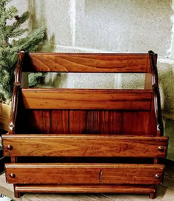 $23.06 • Buy Rustic Mid-Twentieth Century Handmade Oak Floor Two-Tier Magazine Rack Shelf 