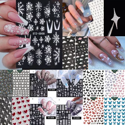 $1.64 • Buy Nail Art Glitter Stickers Butterfly Flower Women Nail Decals Star Decoration AU