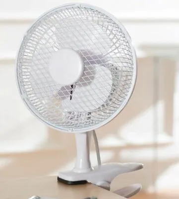 £14.35 • Buy White 6  Inch Clip On Fan Small Portable 2 Speed Desktop Silent Air Cooling Fan