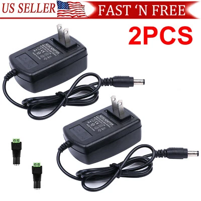 $11.95 • Buy 2PCS Power Supply Adapter AC100-240V To DC12V/2A For Heavy-Duty LED Light Strip