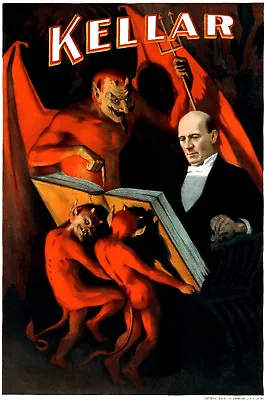 Vintage Magician POSTER.Kellar And Devil.Room Decor.House Interior Design.542 • $18