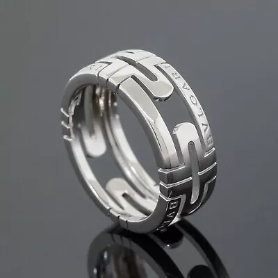 $1439.10 • Buy BVLGARI Parentesi 8MM Wide Band Ring Euro Size 54 US Size 7 18K White Gold 