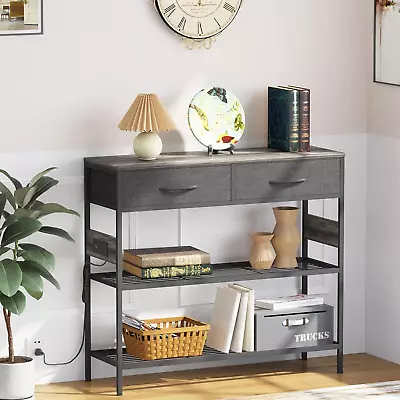 Console Table With 2 Drawers 39“ Entryway Table With Storage Shelves 3 Tier Sof • $103.99