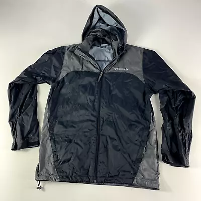 Columbia Jacket Adult Small Full Zip Hooded Black Gray Windbreaker Rain Men's • $16