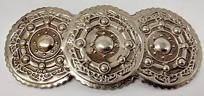 Vintage Silver Tone Disk Hair Barrette Large Clip Geometric Circles 4  • $14.95