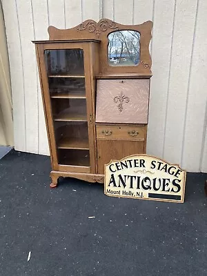 65325 Antique Oak Side By Side Bookcase Desk • $575