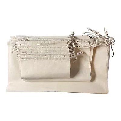 Bags Bundle DOUBLE & SINGLE DRAWSTRING Cotton Muslin Bags - Natural Color • $9.95