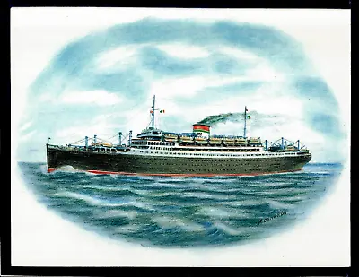 Original Art Work ... M/v VULCANIA ...ocean Liner ... Italia   • $14.99