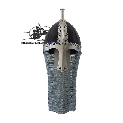 Gnezdovo Viking Helmet With Handmade Linnig Design With Chainmail | Halloween • $119