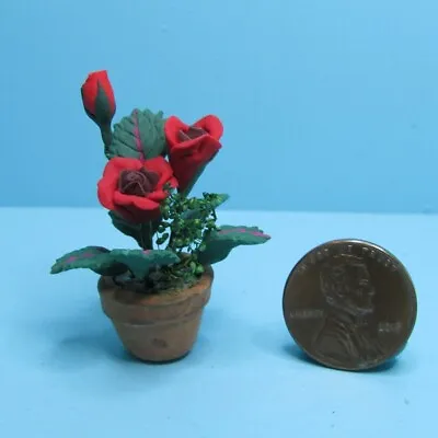 Dollhouse Miniature Red Roses In Pot B0552 • $4.94