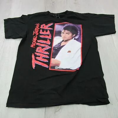 Michael Jackson Shirt Mens Medium Thriller Short Sleeve Black Crew Neck Music • $7.98