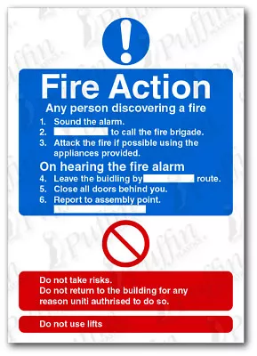 £6.92 • Buy Fire Action Notice 5 Points Sign