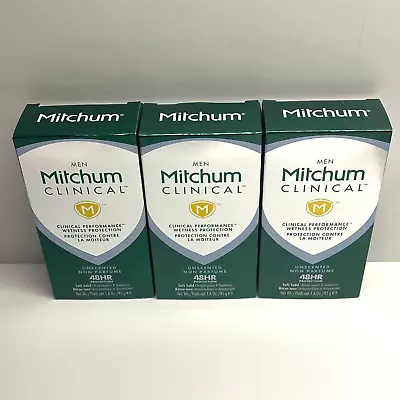 3 X Mitchum Men Clinical Unscented Soft Solid Antiperspirant Deodorant 1.6 Oz • $61.99