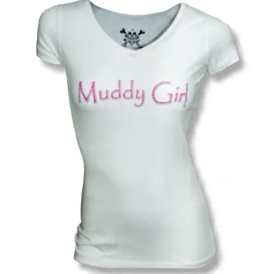 Moon Shine Attire Women's Muddy Girl Logo White T-Shirt #MGWLOGOSS • $14.99