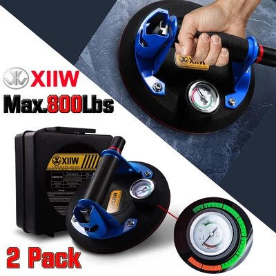 $116.99 • Buy 2Pcs 8  Vacuum Suction Cup Metal Glass Lifter 800lbs Lifting W/ Pressure Gauge