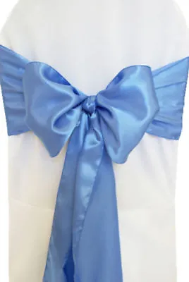 1 25 50 100 Satin Sashes Chair Cover Bow Sash WIDER FULLER BOWS Wedding Party • £54.99