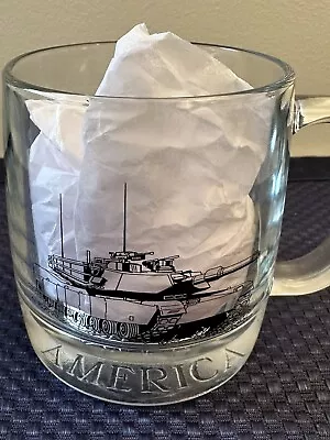 United States Of America Clear Glass Black Tank Army Weapon Military Mug Cup • $14.99