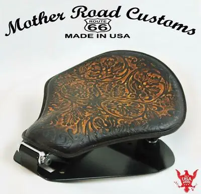 $419 • Buy 1998-2021 Yamaha V Star 650 Seat Spring Brown Oak Leaf Leather Mounting Kit Bc