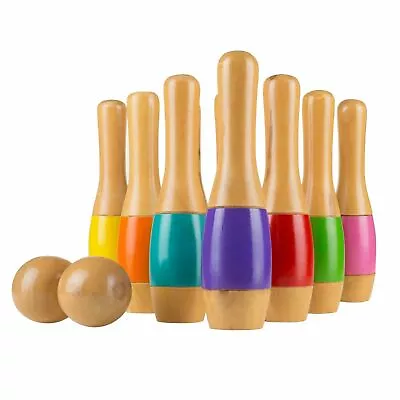 9.5 Inch Wooden Lawn Bowling Game Set With Nylon Storage Bag Kids Adults • $34.99