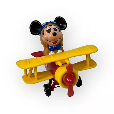 Vtg Mickey Mouse Diecast Plane Walt Disney No. PD-1 Bi-plane Airplane Pilot Red • $8