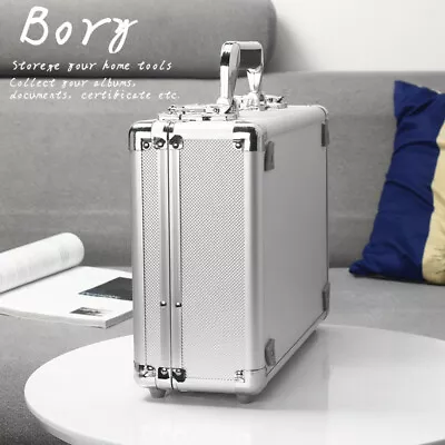 Silver Aluminum Hard Case Home Storage Boxes Business Office Tablet PC Briefcase • $48.59