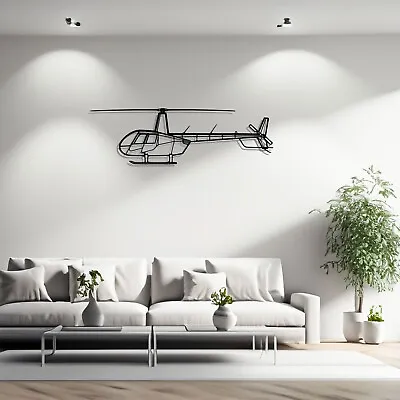 R44 Raven II Silhouette Metal Wall Art Helicopter Silhouette Wall Decor • $98