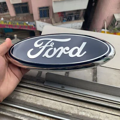 TAILGATE 9 Inch Oval Emblem 1PC BLUE & CHROME 2005-2014 Ford F150 FRONT GRILLE • $10.99