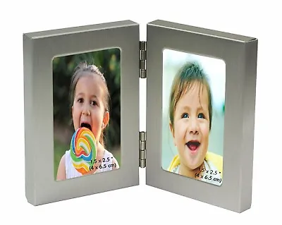 £8.99 • Buy MINIATURE Twin 2 Picture Vertical Double Folding Photo Frame 2 Photos 1.5 X 2.5 
