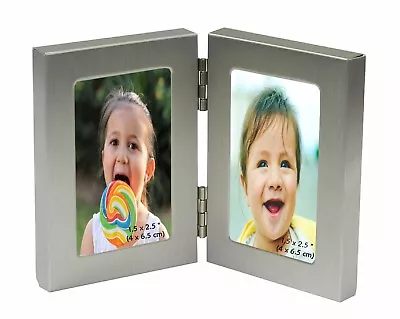 MINIATURE Twin 2 Picture Vertical Double Folding Photo Frame 2 Photos 1.5 X 2.5  • £6.39