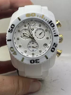 Swiss Legend 10127-02-GA Men's Commander Diamonds Chrono Watch WHITE Silicone-R2 • $79.99