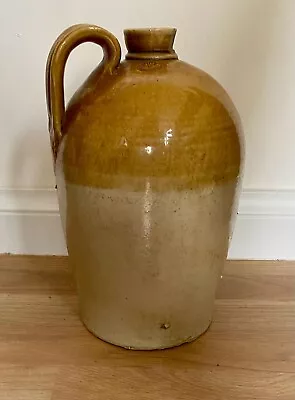 ANTIQUE VINTAGE SALT GLAZE PRICE Of  BRISTOL STONEWARE FLAGON • £14.99