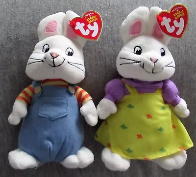 Ty MAX & RUBY 7  Beanie Bunny Rabbit SET Of 2(Nickelodeon Nick Jr) NEW MINT TAGS • $31.95