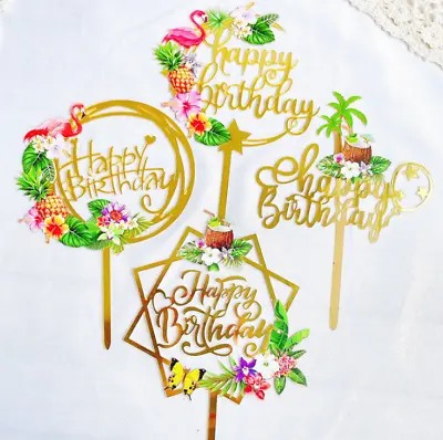 New Tropical Theme Summer Birthday Party Cake Toppers Beach Wedding Decor UK • £2.99