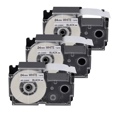 £19.19 • Buy 3PK Black On White Tape Cartridge XR-24WE For Casio KL8200 EZ Label Printer
