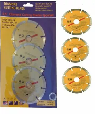 4.5  Inch 3 X Diamond Angle Grinder Cutting Disc Hard Bricks Masonry Stone Tiles • £7.99