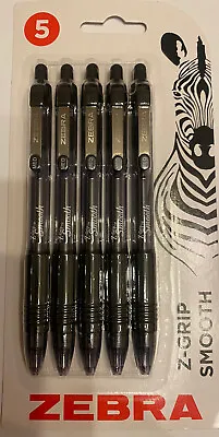 £3.93 • Buy Zebra Z-Grip Smooth Black Retractable Ballpoint Pens - Pack Of 5