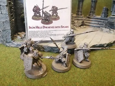 A LOTR Hobbit Warhammer Iron Hills Dwarves With Spears X5 Forgeworld • £31.79