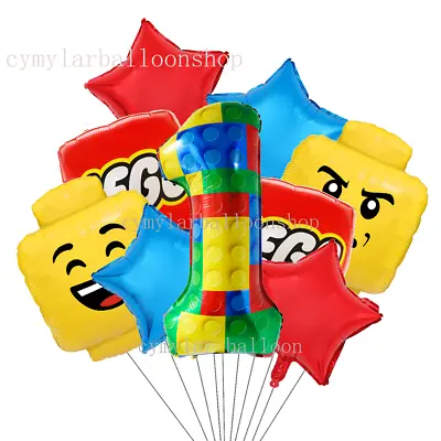 9× 32'' Color Building Block Number Balloon Building Brick Happy Birthday Party • $12.99