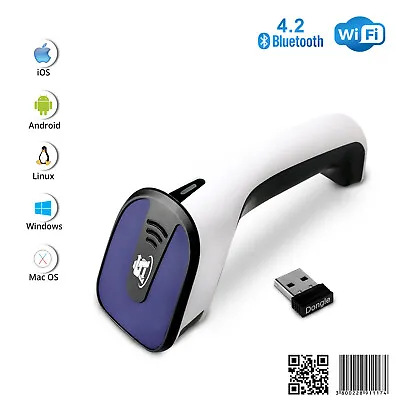 1D/2D Wireless Bluetooth Barcode Scanner: 3-in-1 Handheld USB QR Code Reader • $59.95