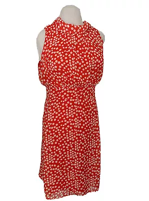 Voir Voir Red Orange Polka Dot Chiffon Sleeveless Swing Dress Size 10 • $15