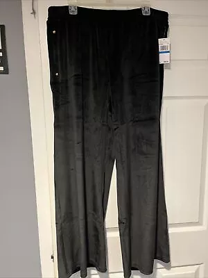 Michael Kors Velour Pants Women's XL Straight Leg Black Polyester Blend • $29.99