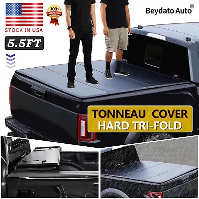 5.5FT FRP Hard Tri-Fold Tonneau Cover For 2022-2024 Ford F-150 Truck Bed W/Lamp • $499.99