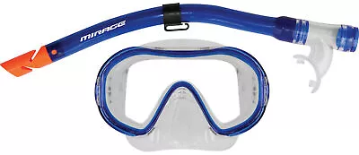 MIRAGE ATLANTIC Junior Silicone Snorkel Mask Set Kids Children Blue Swim Scuba • $29.99