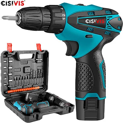 12V Cordless Drill Electric Screwdriver Power Driver Combi Drills Kit +2 Battery • £23.99